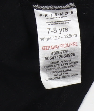 Friends Girls Black Cropped T-Shirt, 7-8 Years, Graphic Logo