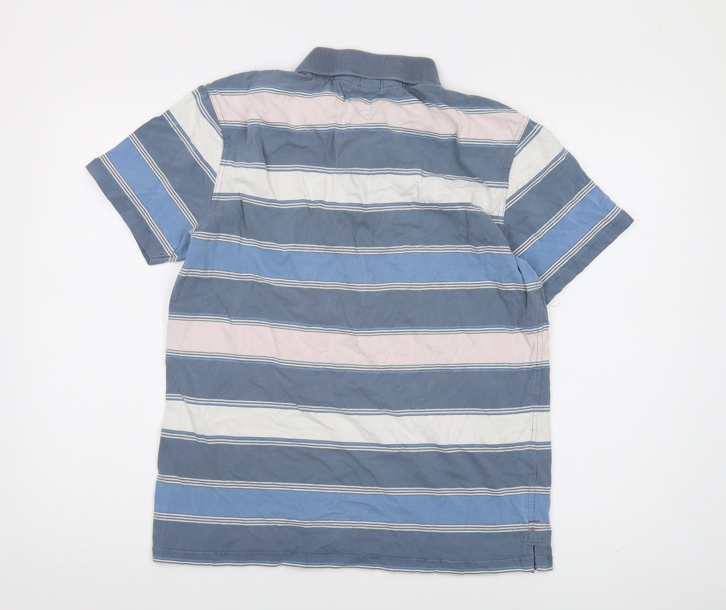 White Stuff Men's Blue Striped Polo Shirt Medium