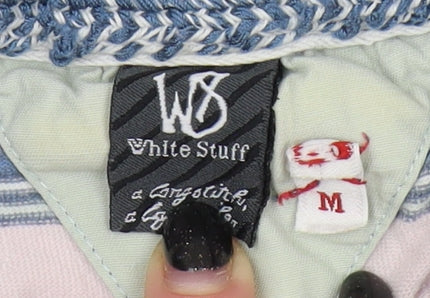 White Stuff Men's Blue Striped Polo Shirt Medium