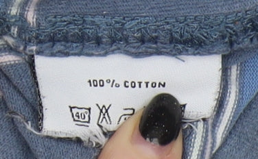 White Stuff Men's Blue Striped Polo Shirt Medium