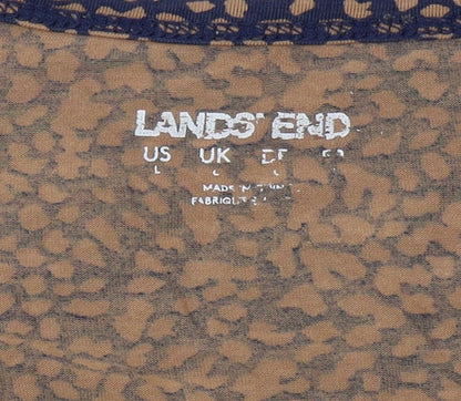 Lands' End Women's Animal Print Blouse - L, Brown/Blue