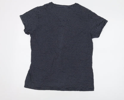 Lighthouse Women's Blue Striped T-Shirt Size 16