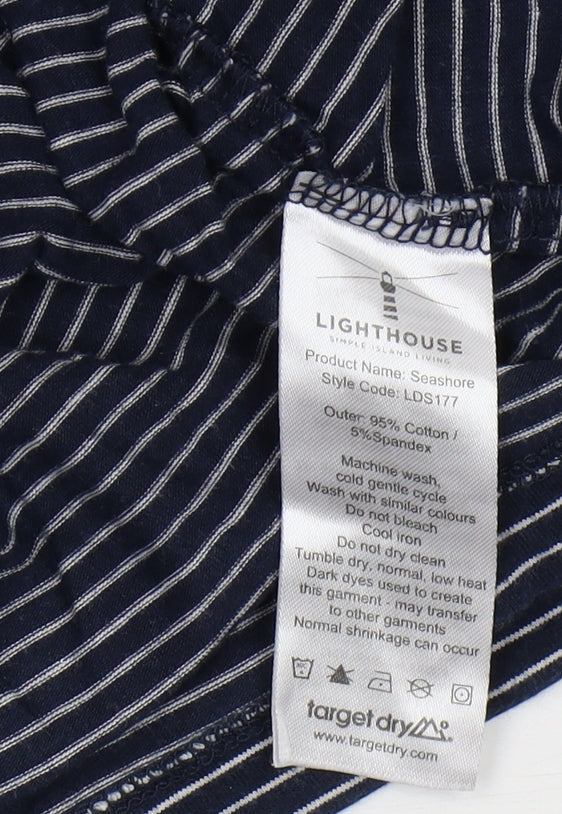 Lighthouse Women's Blue Striped T-Shirt Size 16