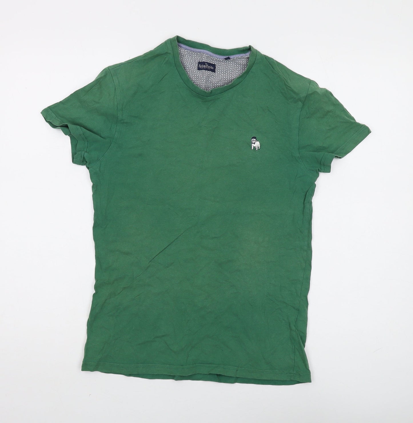 Spitalfields Men's Green Crew Neck T-Shirt, Size S