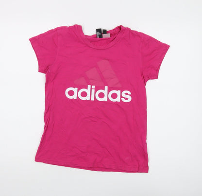 Unisex Adults UK Size S adidas Pink Basic T-Shirt