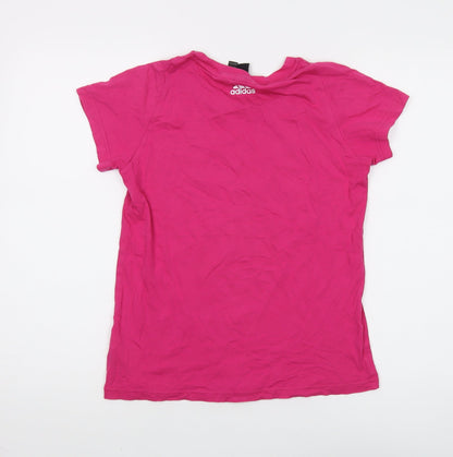 Unisex Adults UK Size S adidas Pink Basic T-Shirt