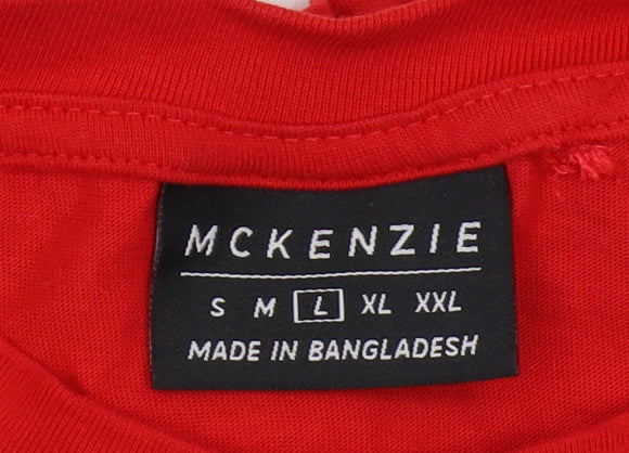 McKenzie Men's Red Crew Neck T-Shirt Size L