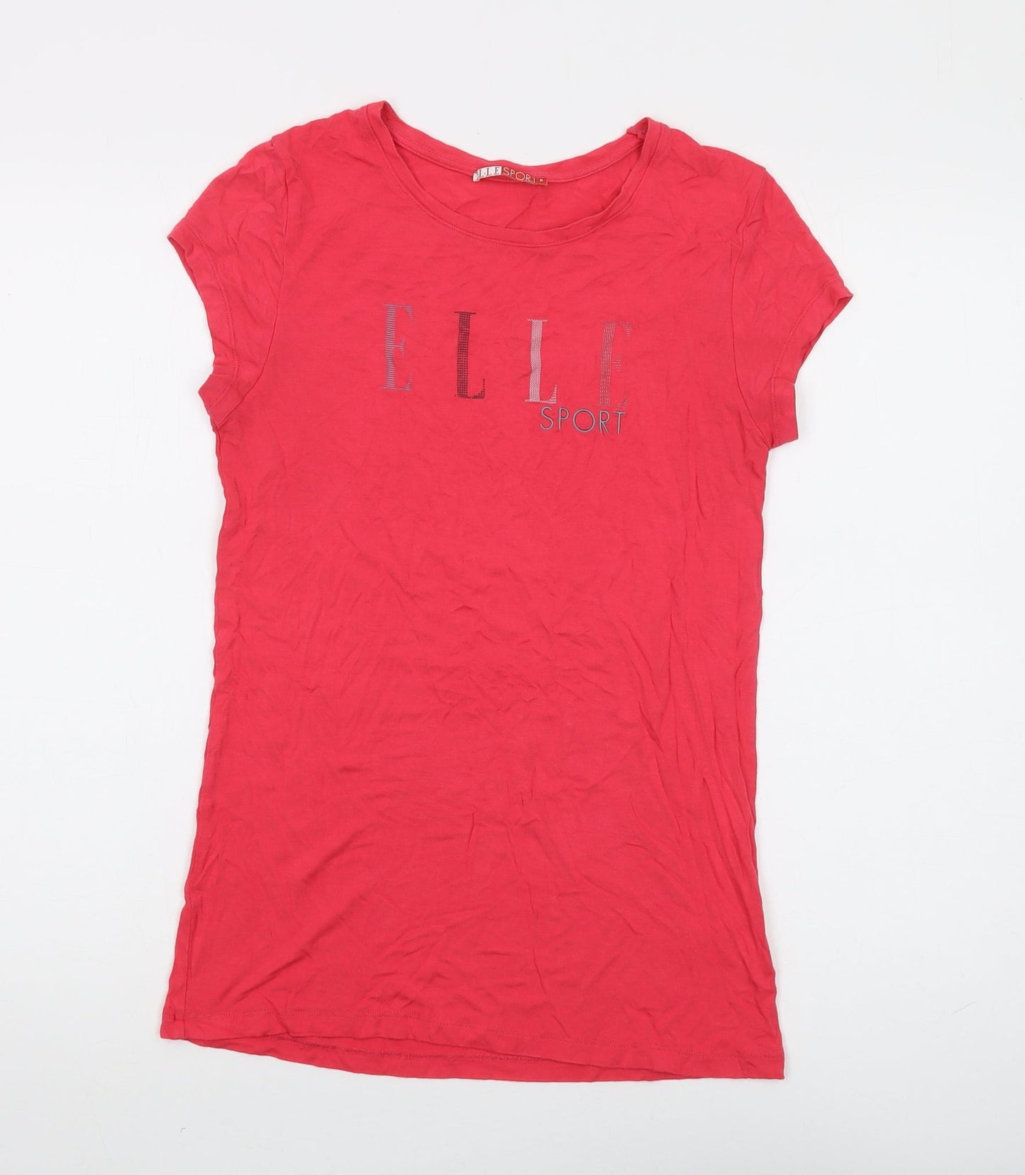Womens UK Size 12 Elle Sport Red Basic T-Shirt