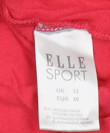 Womens UK Size 12 Elle Sport Red Basic T-Shirt