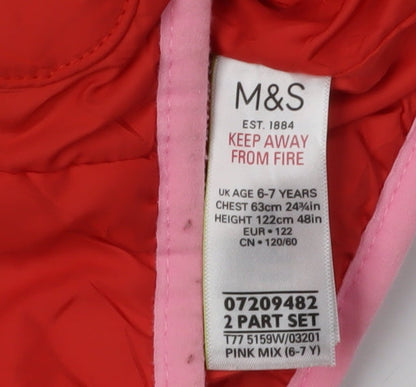 Marks and Spencer Red Girls Puffer Jacket 6-7 Years
