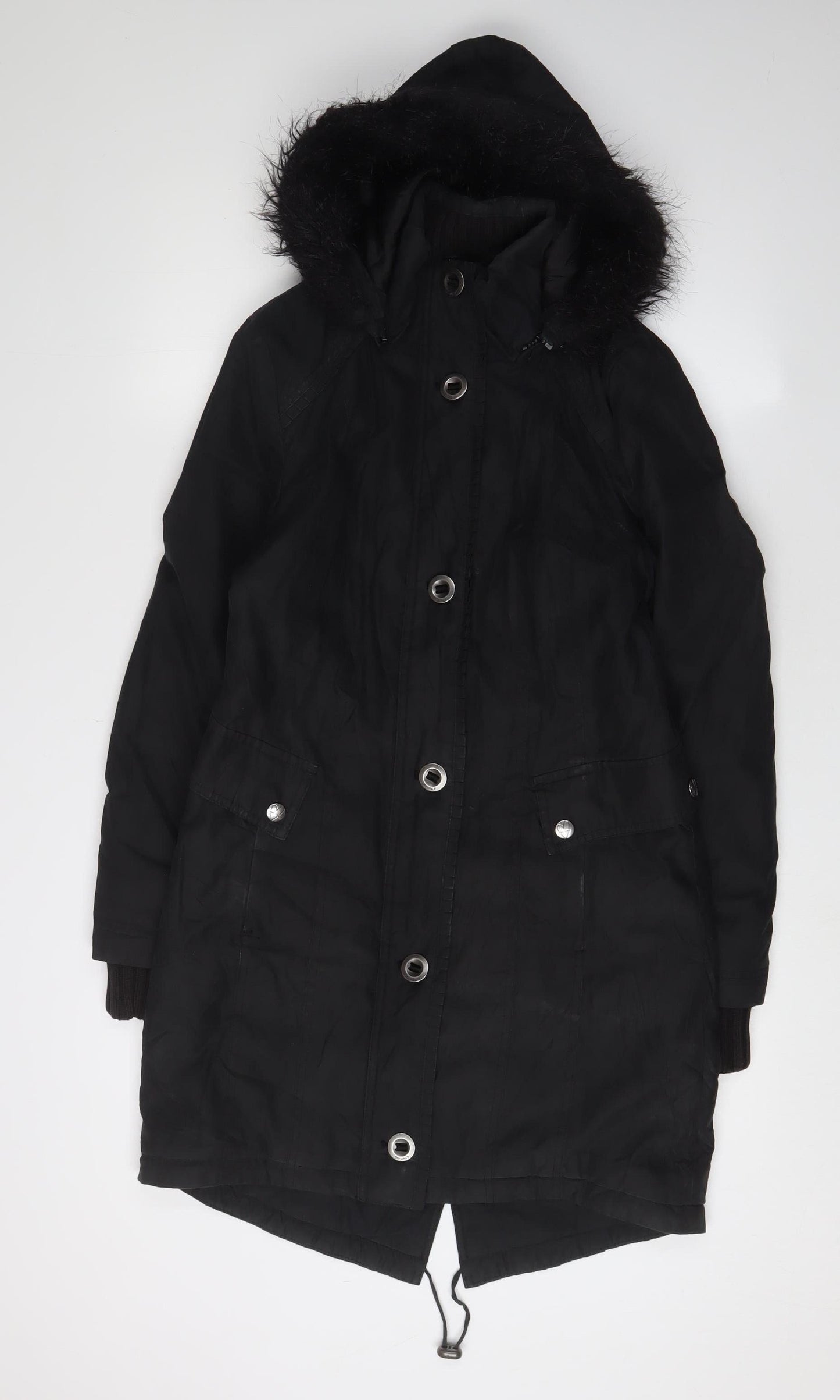 Womens UK Size S Marks and Spencer Black Parka Coat