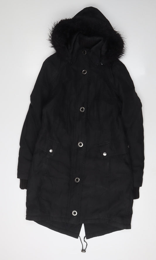 Womens UK Size S Marks and Spencer Black Parka Coat