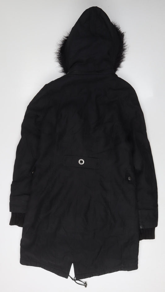 Womens UK Size S Marks and Spencer Black Parka Coat
