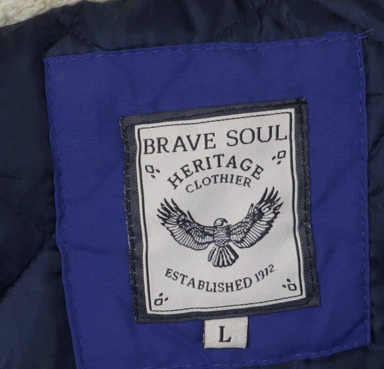 Unisex Adults UK Size L Brave Soul Blue Parka Coat