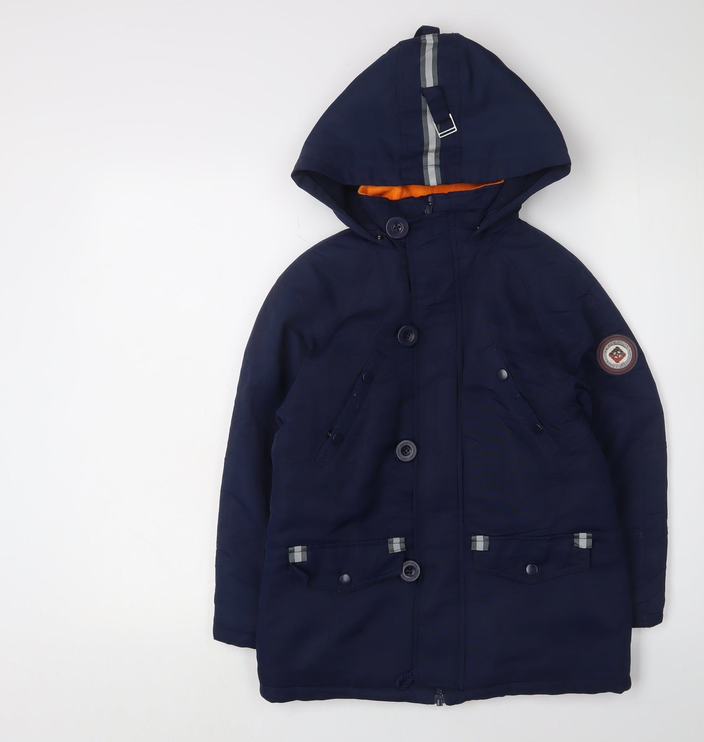 Andy & Evan Boys Blue Parka Coat, Hooded, Age 7-8
