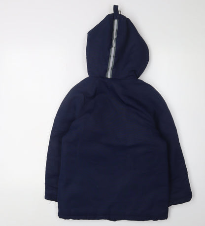 Andy & Evan Boys Blue Parka Coat, Hooded, Age 7-8