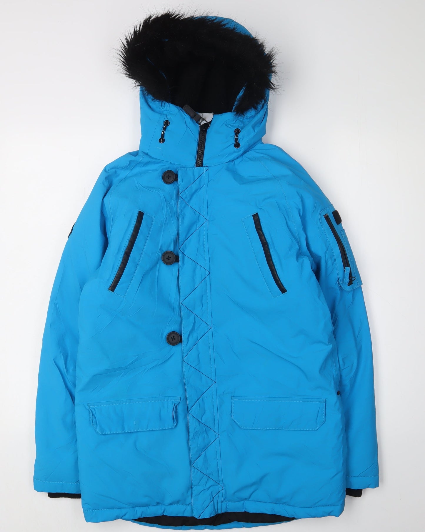 Next Boys Blue Long Hooded Parka 12 Years
