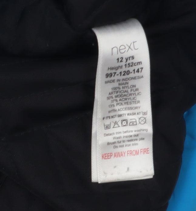 Next Boys Blue Long Hooded Parka 12 Years