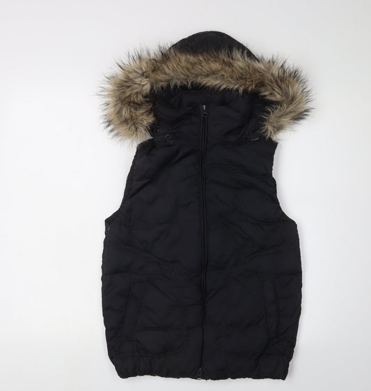 Gap Women's Black XS Puffer Waistcoat Hooded