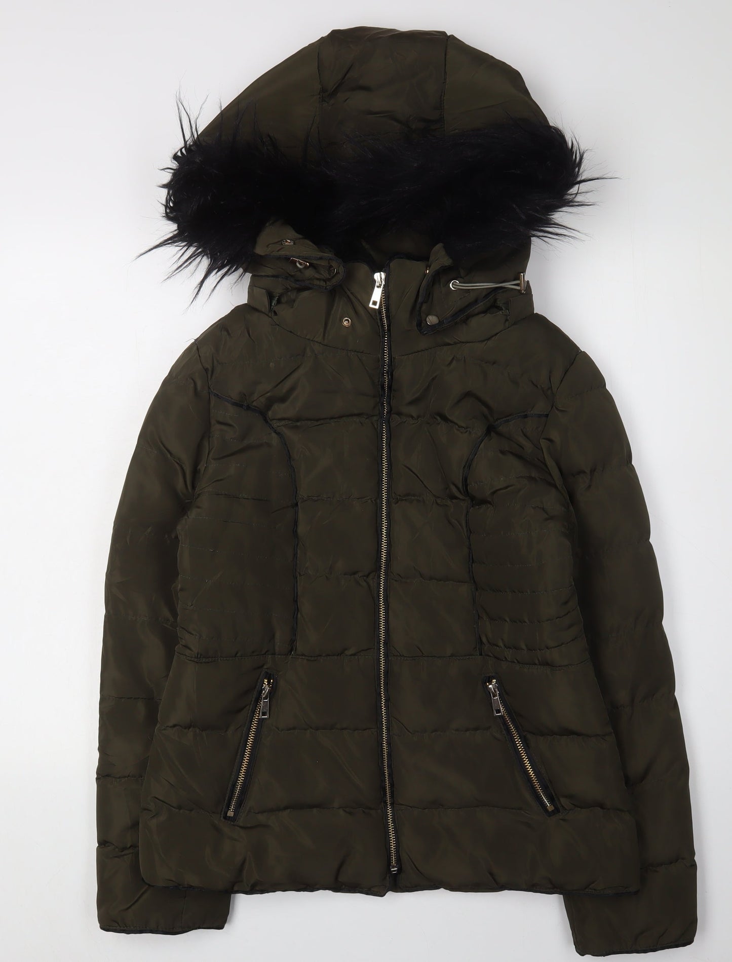 Womens UK Size 8 Parisian Green Puffer Jacket