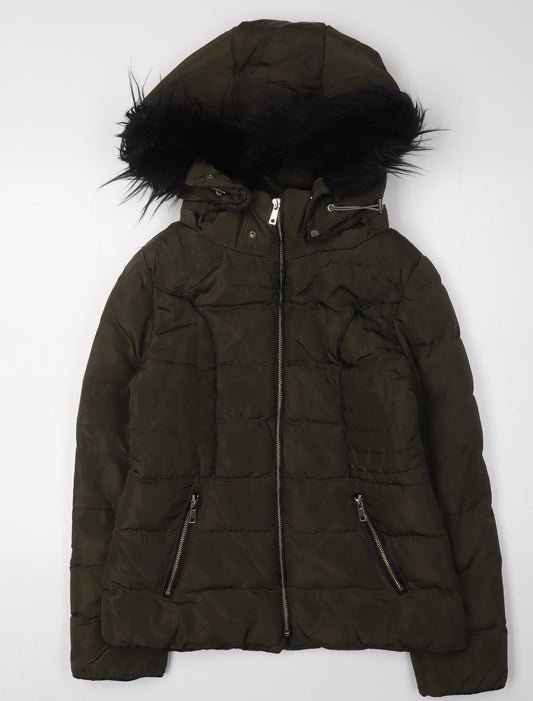 Womens UK Size 8 Parisian Green Puffer Jacket