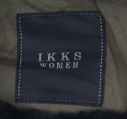IKKS Women's Green Parka M Hooded Studded Casual