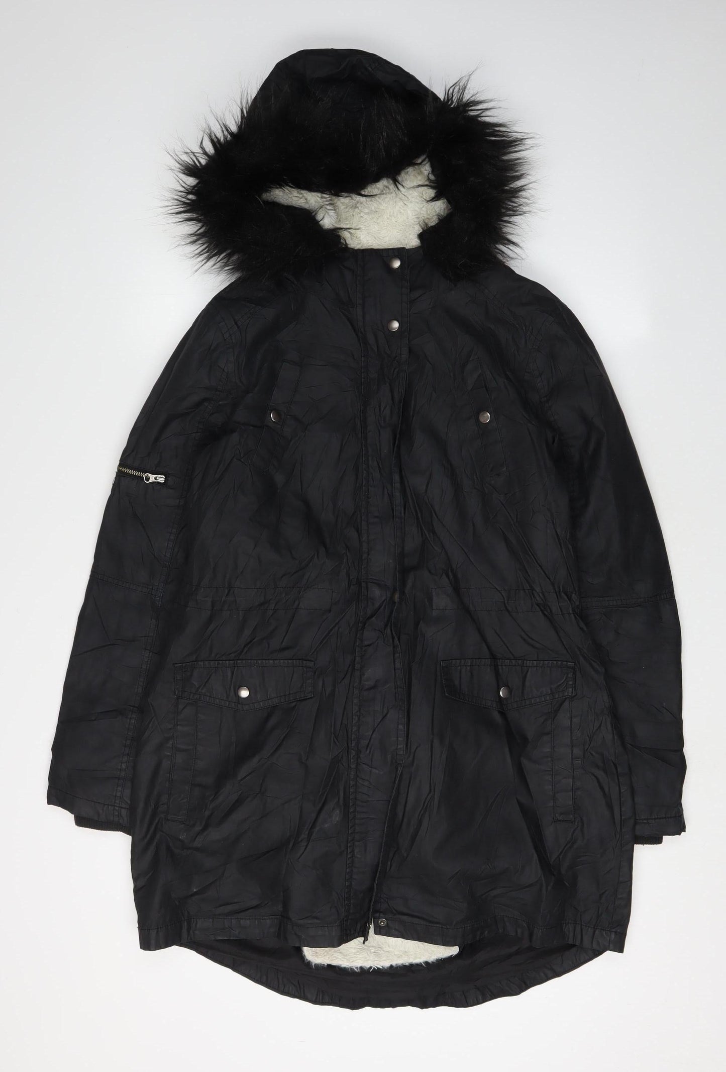 Womens UK Size S Oasis Black Parka Coat