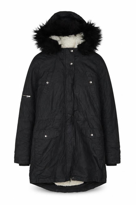 Womens UK Size S Oasis Black Parka Coat