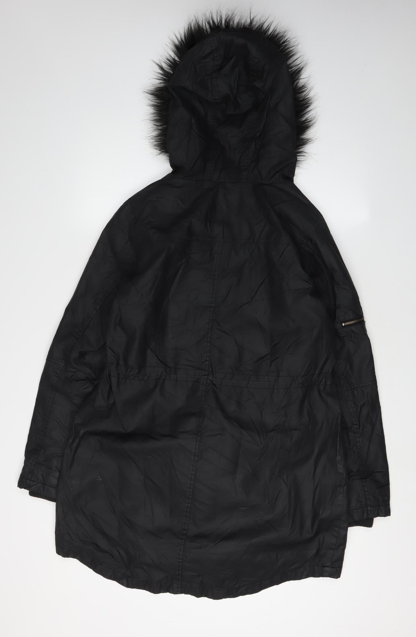 Womens UK Size S Oasis Black Parka Coat