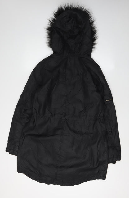 Womens UK Size S Oasis Black Parka Coat