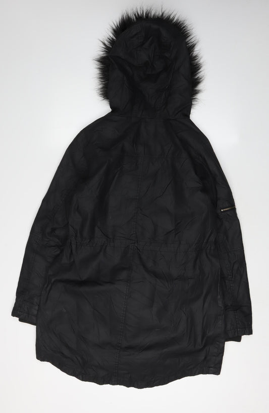 Womens UK Size S Oasis Black Parka Coat