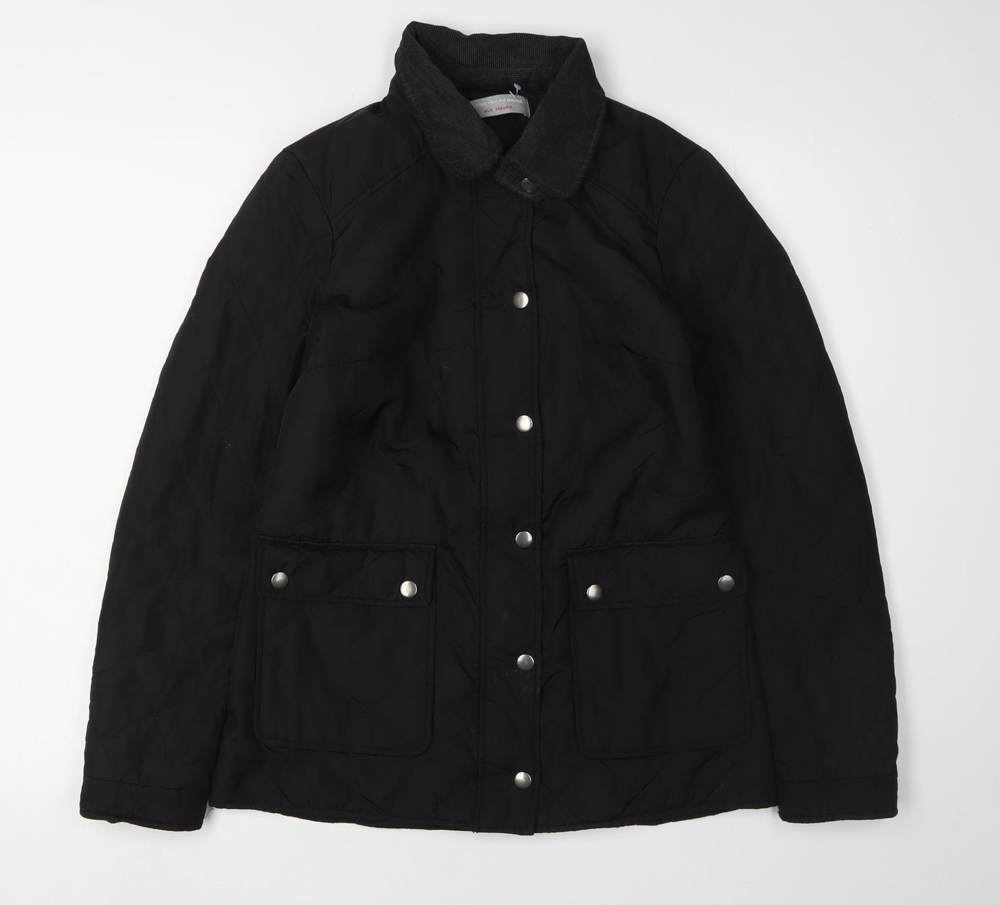 Womens UK Size 8 Dorothy Perkins Black Quilted Coat