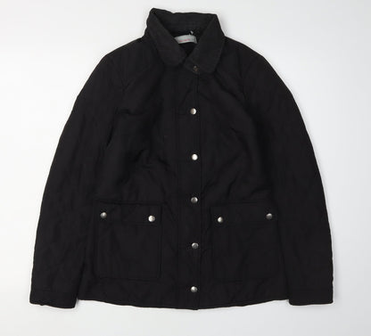 Womens UK Size 8 Dorothy Perkins Black Quilted Coat