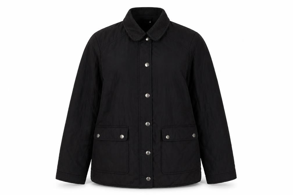 Womens UK Size 8 Dorothy Perkins Black Quilted Coat