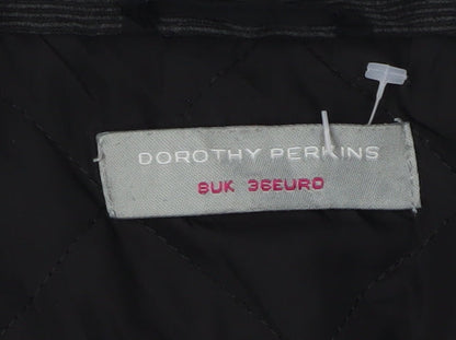 Womens UK Size 8 Dorothy Perkins Black Quilted Coat
