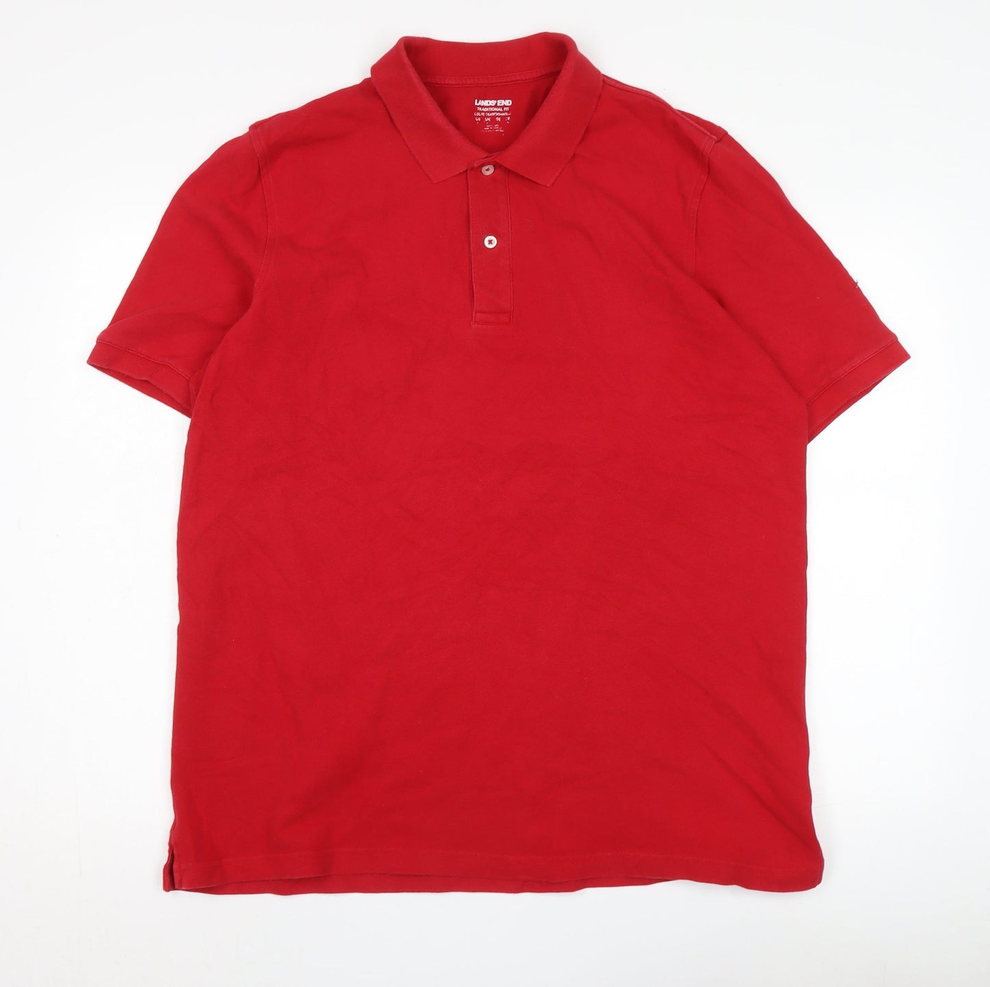 Lands' End Men's Red Polo Shirt Size L Regular Fit