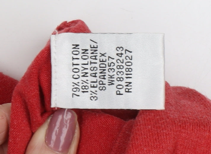 Womens UK Size M Eddie Bauer Red Cardigan Jumper