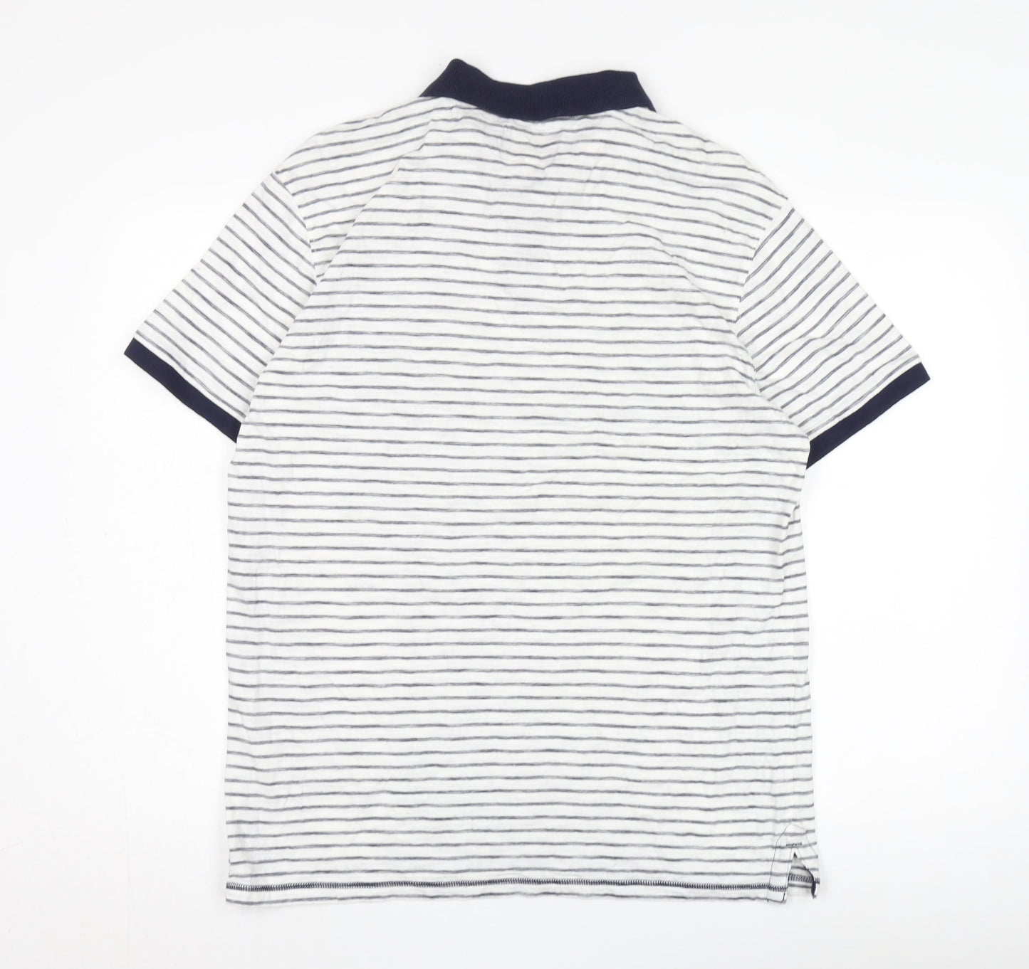 Farrell Men's White Striped Polo, Size L, Short Sleeve