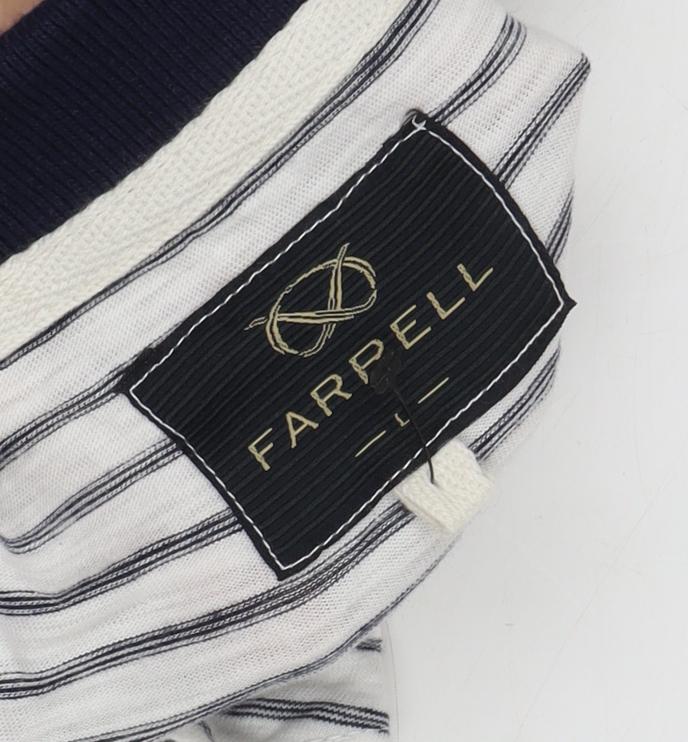Farrell Men's White Striped Polo, Size L, Short Sleeve