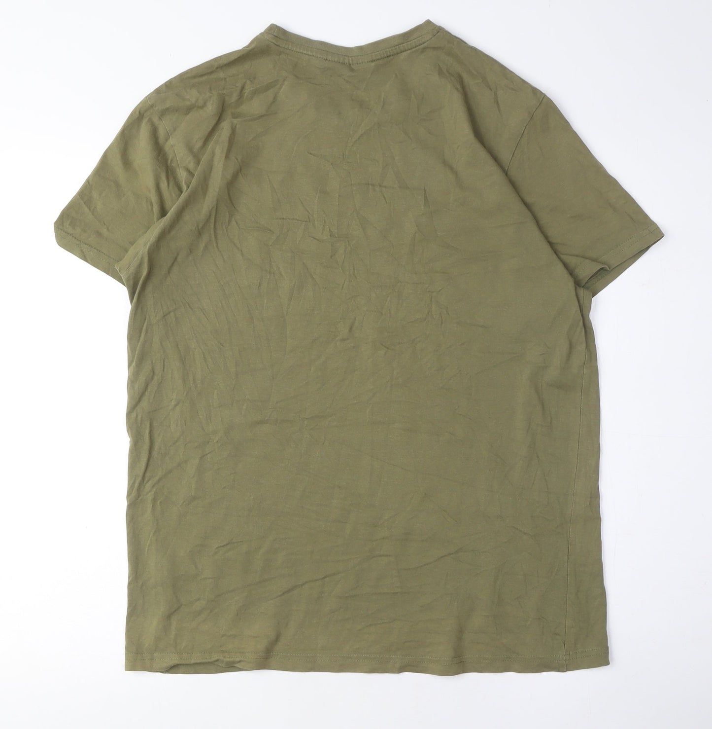 Nicce Men's Green Medium T-Shirt, Solid Crew Neck