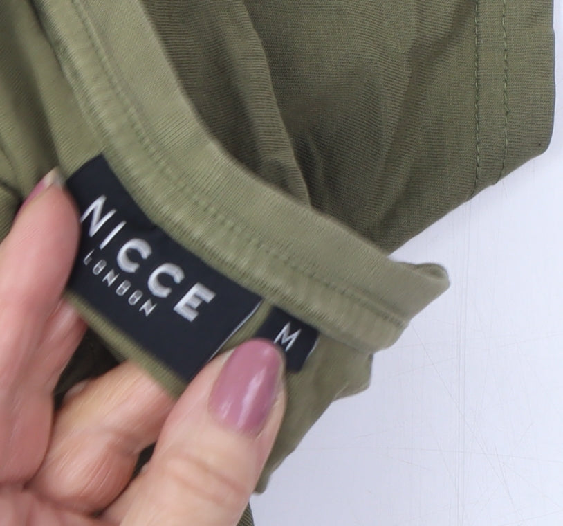 Nicce Men's Green Medium T-Shirt, Solid Crew Neck