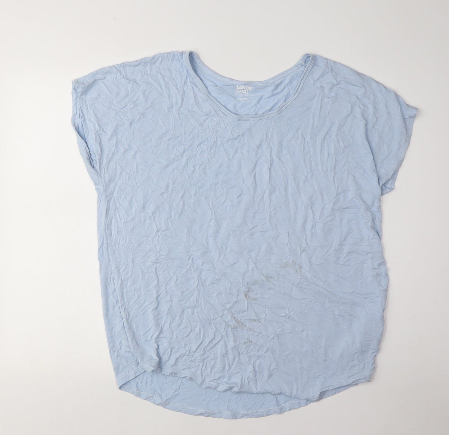 Lands' End Women's Blue Basic T-Shirt, XL, Casual Summer