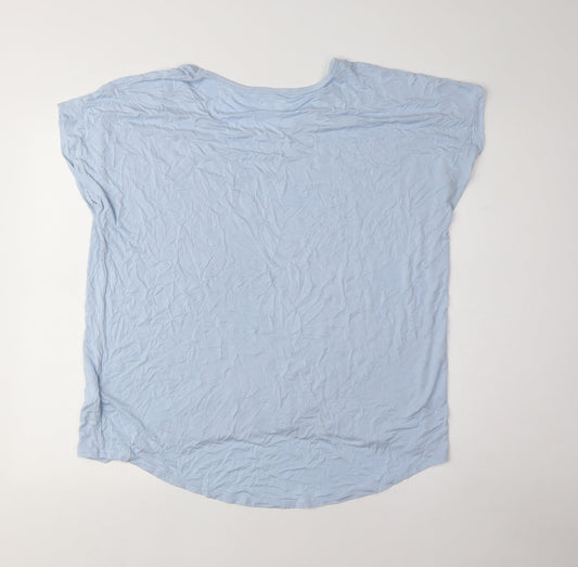 Lands' End Women's Blue Basic T-Shirt, XL, Casual Summer