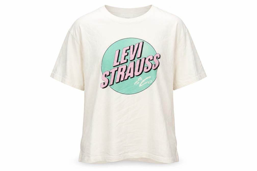 Front view of Levi's unisex ivory jersey t-shirt m with graphic