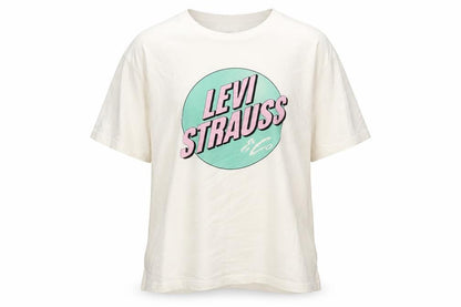 Front view of Levi's unisex ivory jersey t-shirt m with graphic