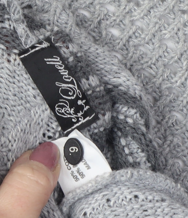 Lovell Women's Grey Open-Knit Cardigan Size 10
