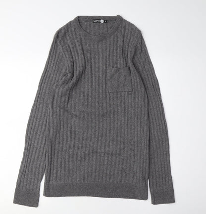 boohoo Grey Unisex Crew Neck Pullover Jumper Size M