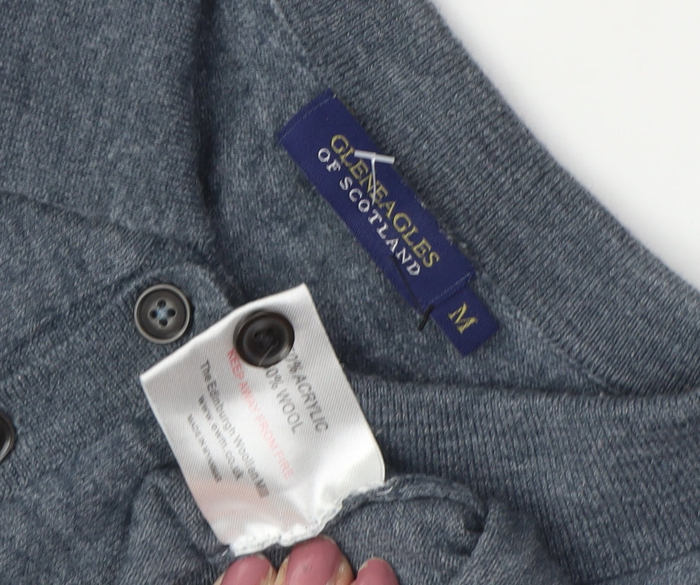 Gleneagles Men's Grey Henley Jumper, M, Classic Style
