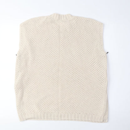 Limited Edition Women's Beige Knit Vest Zip Accent Size 12