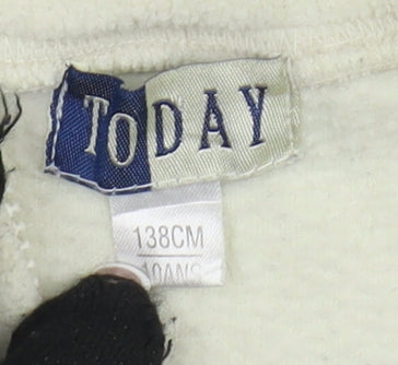 Today Boys White Fleece Pullover Hoodie - 10-11 Years